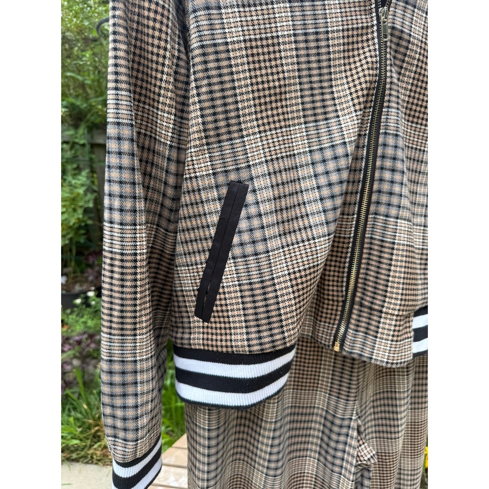 Nina Parker Macy's Plaid Bomber Jacket Wide Leg Pants Set 2X 20W Plus - Picture 3 of 13